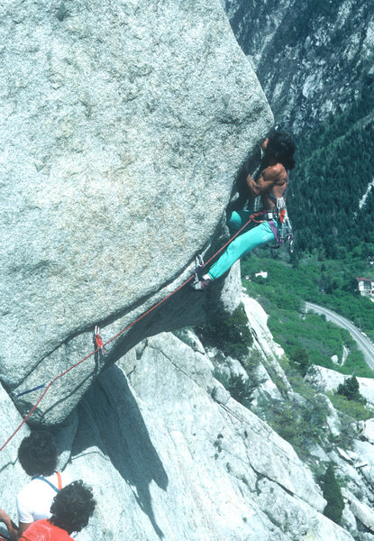 Merrill Bitter on a successful ascent, early 1980's