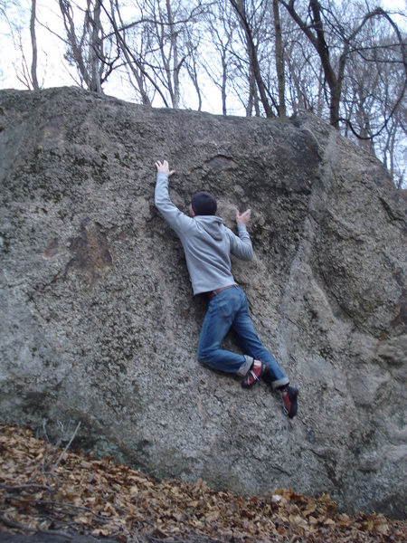 Blake slithering his way up the problem.