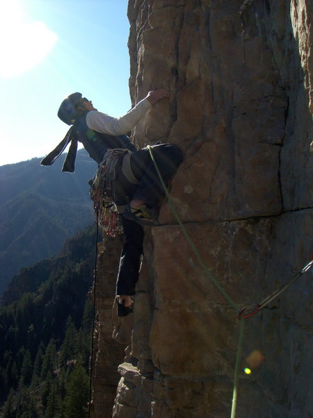 The third pitch (5.11b) of the Horse and Pony Show.