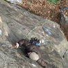 Nicole kurth makes a clip from a funky rest... Jeff giving an attentive belay...