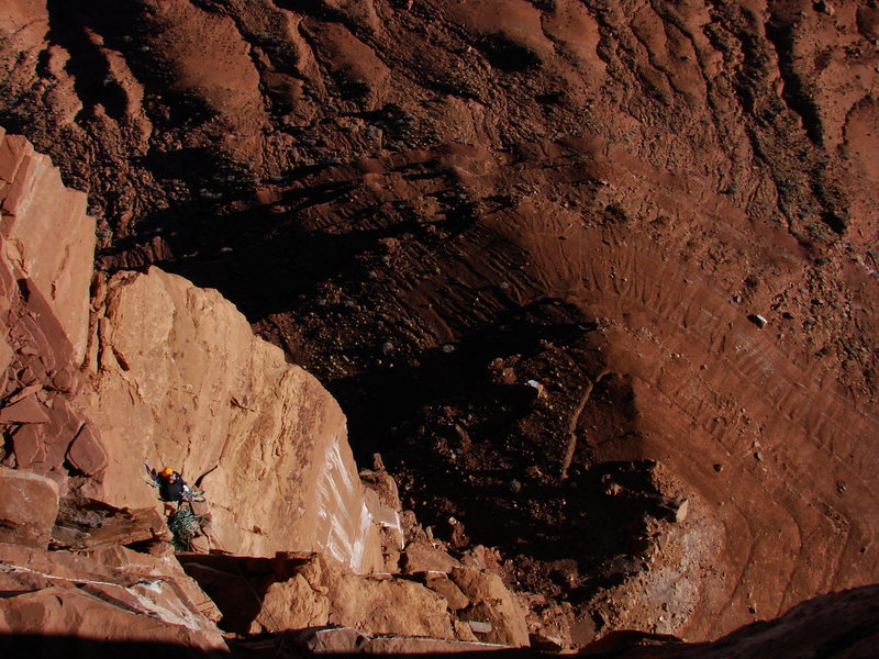 Stefan Doucette belaying the last pitch