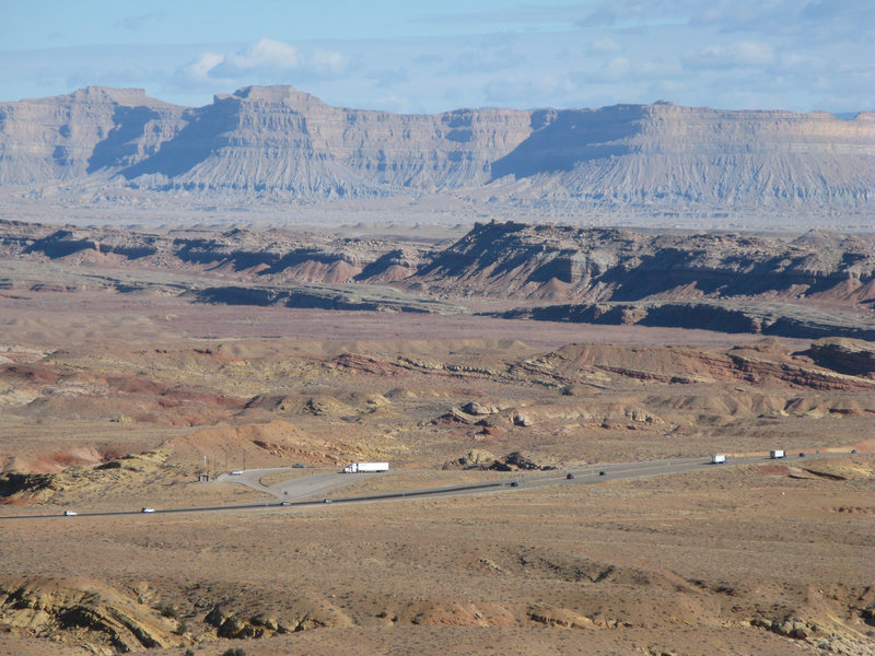 A busy Thanksgiving weekend on I-70. Taken from the first or second pitch belay on Firebird during the first ascent.