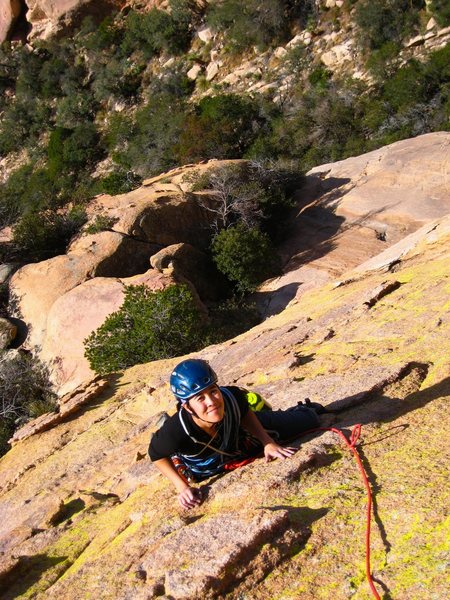 Easy chickenhead hiking on the top of pitch 3 of Ewephoria