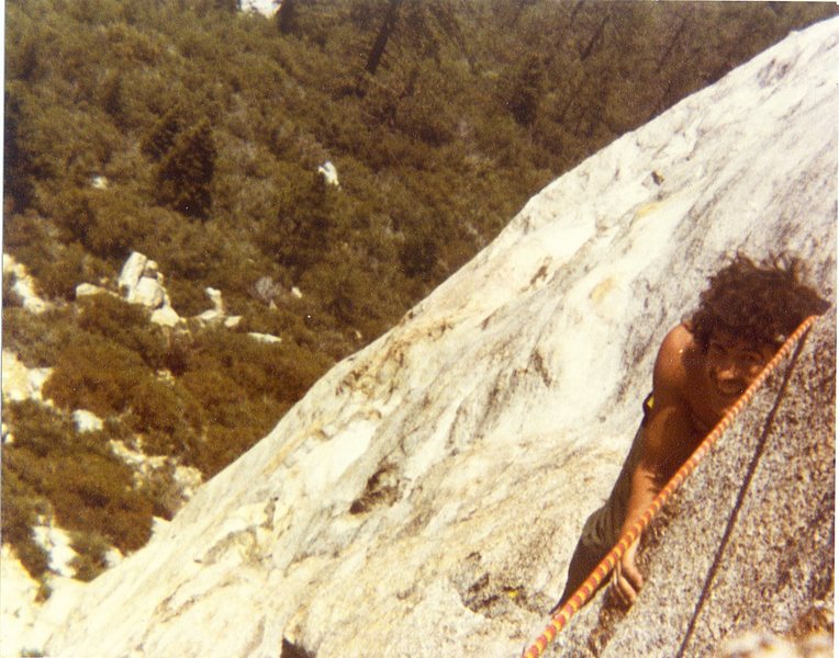 Bruce Diffenbaugh on Ski Tracks '81 or '82 peeking around the step around.