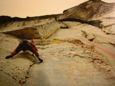 Jill Mattern following UNI, 5.12a. The first 5.12 on Chimney rock. F/A D. Burns and Jill Mattern summer '88