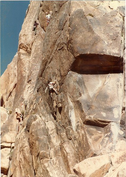 Me belaying Bruce Diffenbaugh on Moosedog Tower Indian Cove.