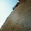 Me on the FFA of "Ballbearings Under Foot 5.10a".