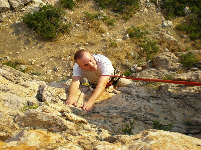 Christopher climbing in Ogden.