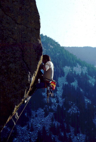 Bob Horan on the 3rd ascent of Practice Climb 101's 2nd pitch.