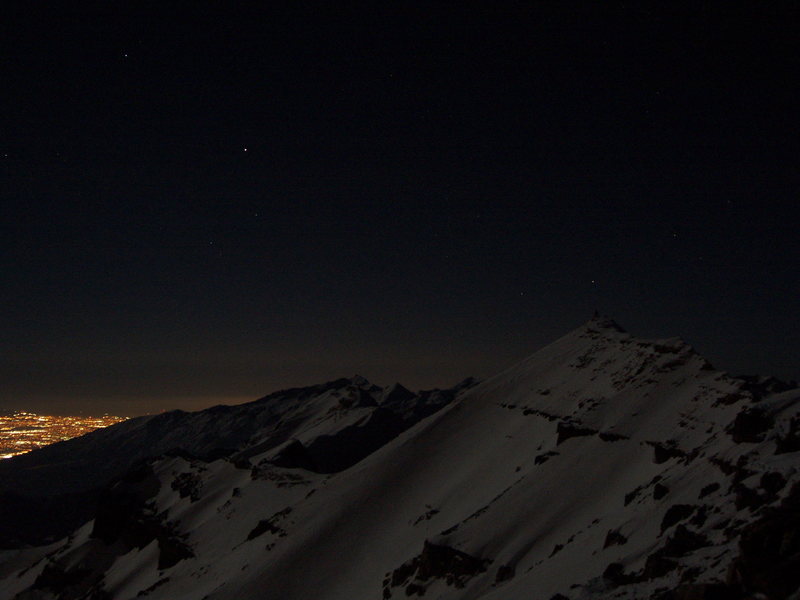 Looking across the face of Timp under a full moon from Everest Ridge.