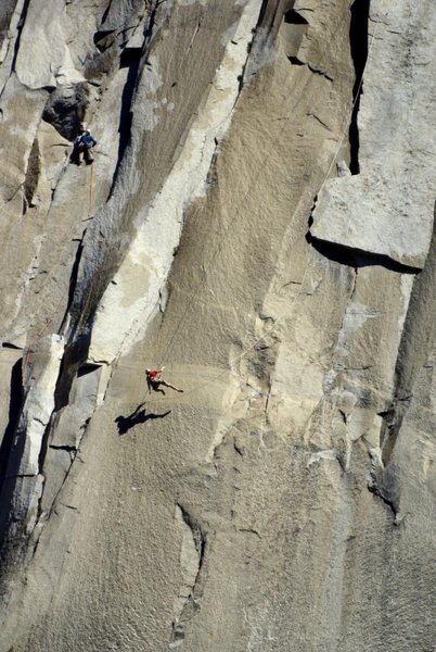 About to complete the King Swing. <br>
Photo by Tom Evans