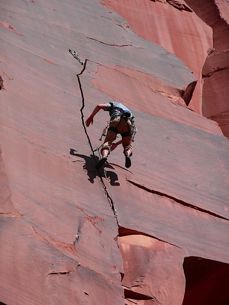 Catching some air off the crux