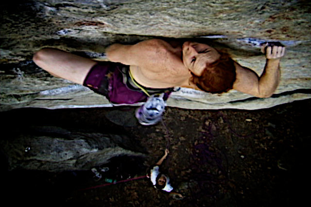 Moving past crux two. Luke is not getting stung on "The Sting". The Gunks classic Traps single pitcher. New Paltz, NY.