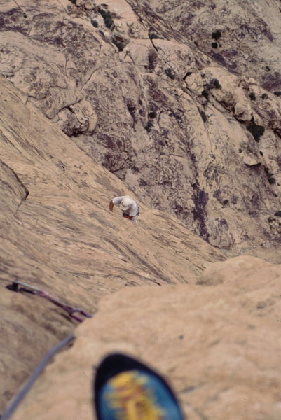 John Baldwin seconding the upper pitches on levitation 29. Photo: Bob Horan Collection.