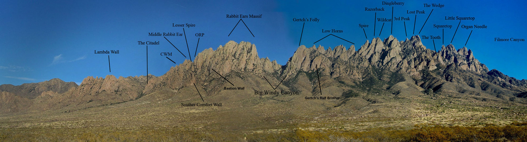 Organ Mountains Mexico Cruces Las Peak Climbing Locations Area.