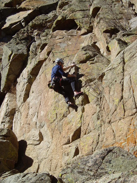 The crux looks easy in this photo and from the ground. It's not.