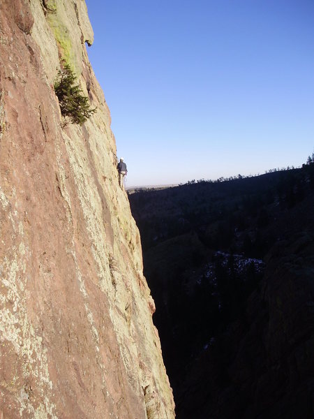Unknown climber on Anthill Direct as seen from Redguard.