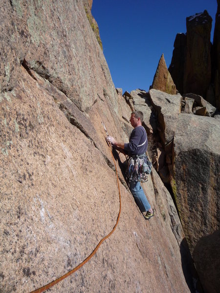 At the first bolt on the 4th pitch.