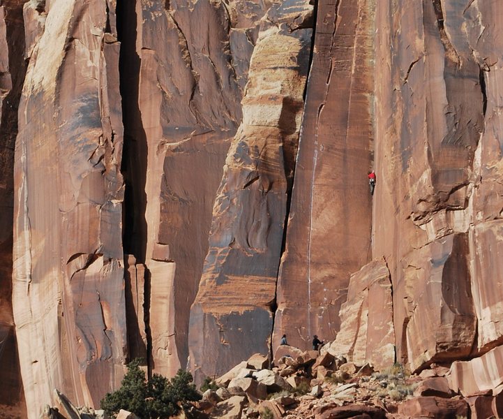 Jay Knower climbing Three Strikes. Photo by Kayte Knower