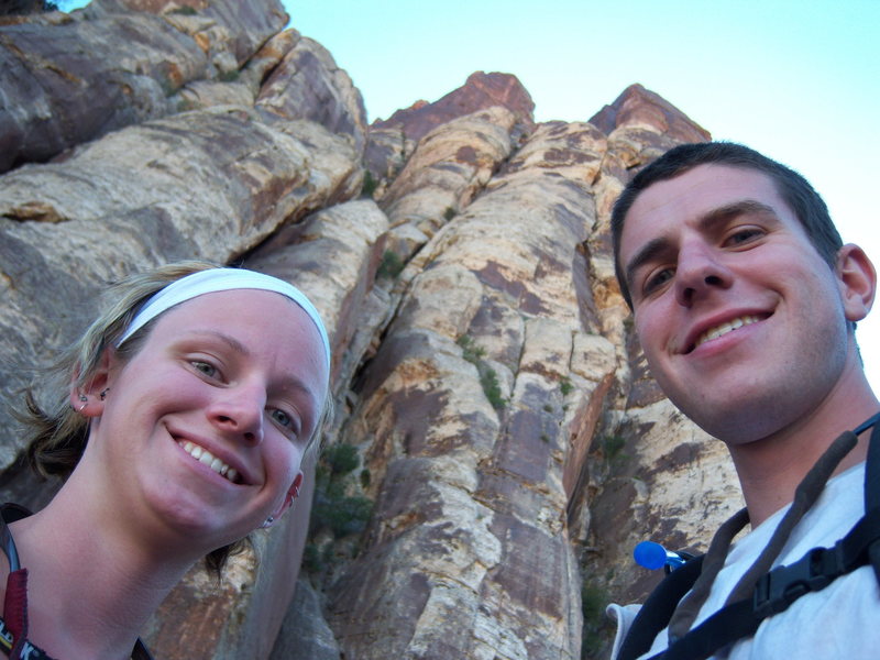 Amber and I looking up at Cloud Tower after climbing Chrimson 9/08