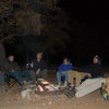 Keith, Mike, Josh, Brigitte, Scott, Chuck warming by the fire.  Doris Campground WMWR, Nov 2008.