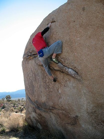 At the mailslot on Mirage (V2), Joshua Tree NP
