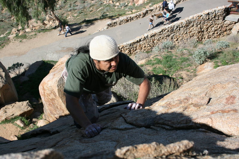 Al on the Cable Route, Halfdome Boulder.