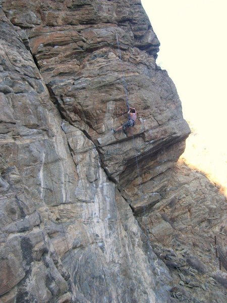 Sarah Konopka enjoying some January climbing at the Dog House.