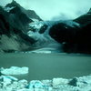 Patagonia ice cap sends icebergs into a lake on the trek around the Torres del Pine in Chile