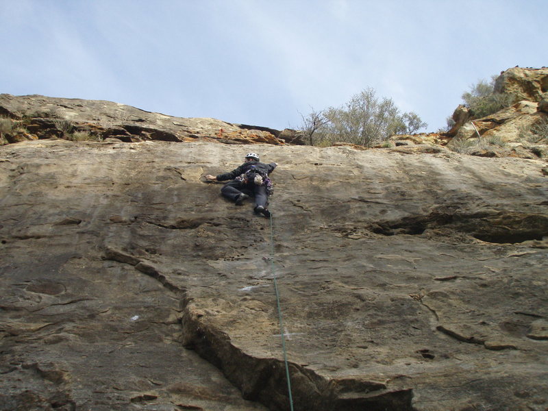 Matthew Fienup leading "Elephant in the Room", on this route's first ascent (February 2009).