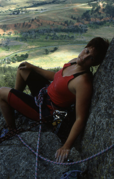 Lady on the ledge. relaxing on the big ledge above New Wave,Broken Tree etc.