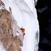 Scott Borger tries his hand on 'Verminator' (WI4) at the Ouray Ice Park. 