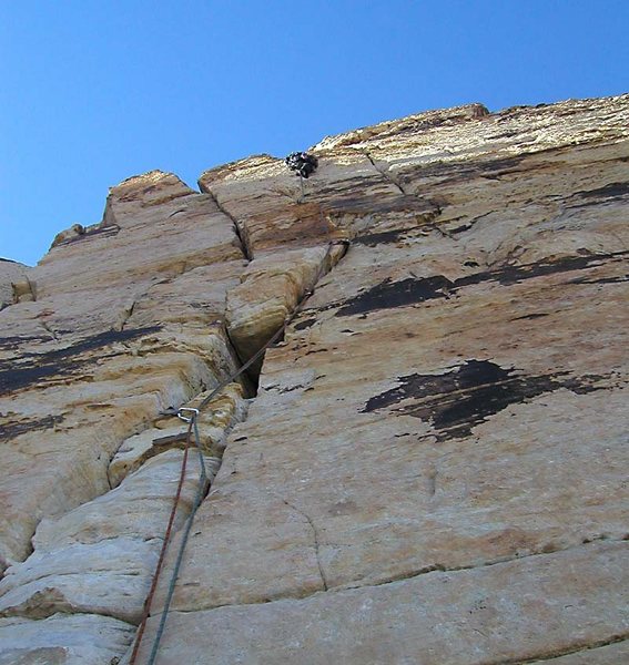 High on the center of the triple cracks