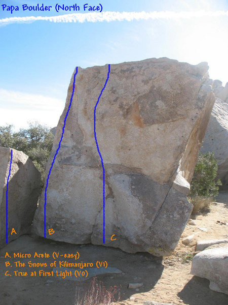 Photo/topo for Papa Boulder (North Face), Joshua Tree NP