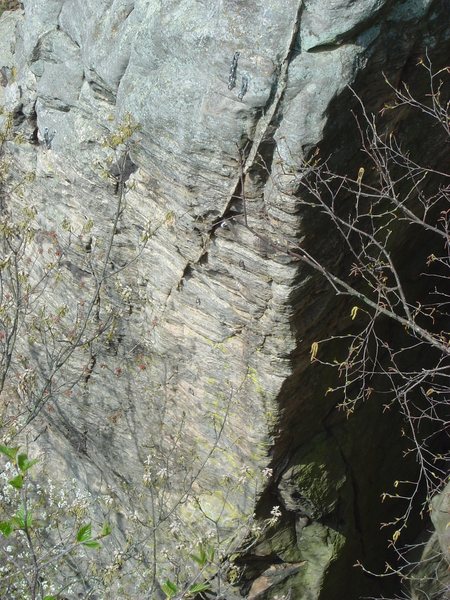 I took these shots of SAM in early 08 to study the route before trying it. Recently found them again and maybe they would help someone work/send. Shot of the meat of the climb after the rest, which is visible on this shot. Pic 4 of 4.