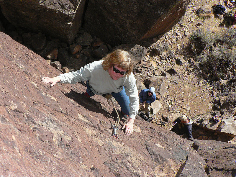 Mom on the sharp end on a fine Valentine's Day 2009.