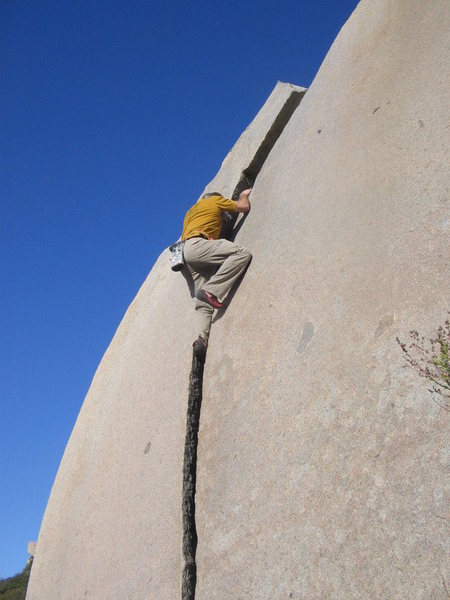 Cameron on the Sickle Crack. Photo by Elizabeth Benjamin
