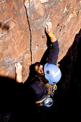 Climbing at the "Family Wall", Red Rocks, NV. My first 5.9 TR!