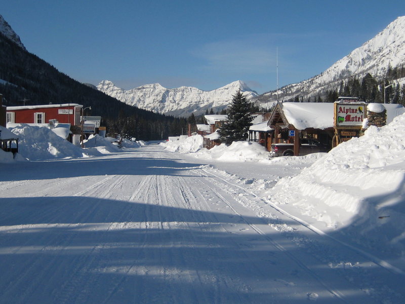 downtown Cooke City. looking due west at Barronette Peak in the background.