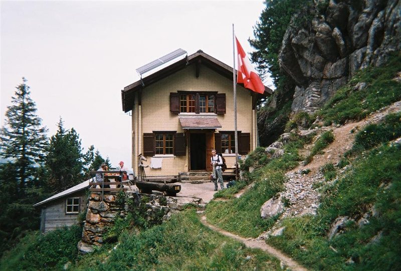 Engelhorner hut. One of many great Swiss huts right next to the climbing area.