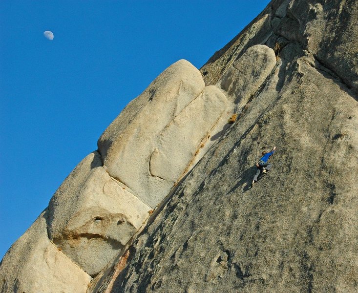 Jeremy Freeman top-roping the blank slab above 'Do Not Take the German People Lightly', to the 'Slab Hymen' anchor.