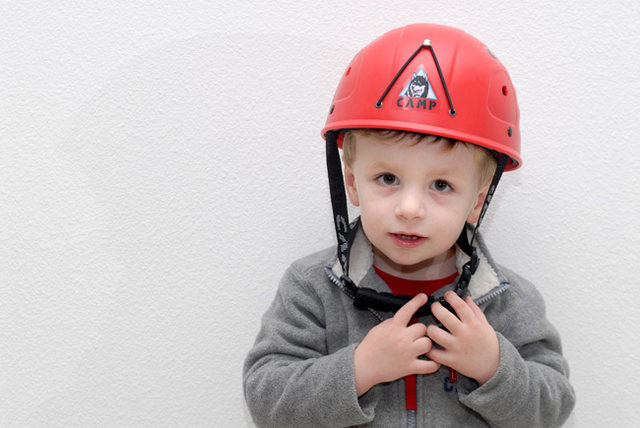 Bryson's first climbing helmet (February 2009, 2 years old)