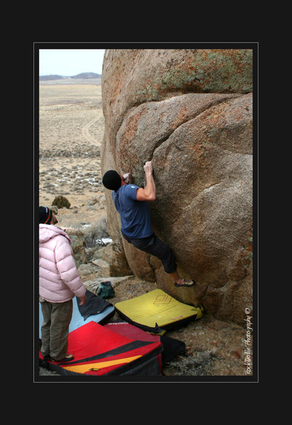 Micha Rush making his final attempt on a slab problem, I forgot the name.