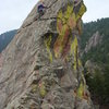 Mike on False Summit of 1st Flatiron Direct East Route Boulder, CO June 2008