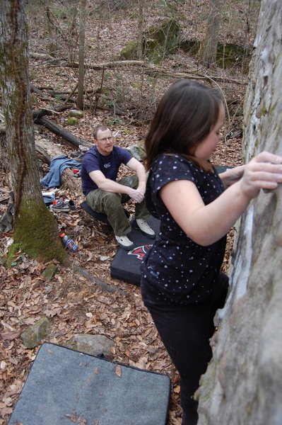 Kianna at the right pinch and getting set for the top.