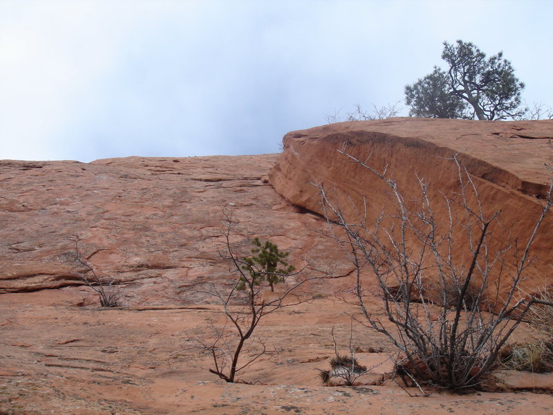 Actual route is the crack to the right of "Xenolith".
