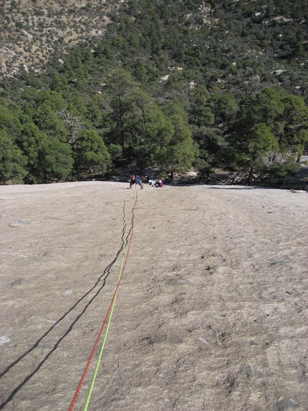 Looking down on the second pitch