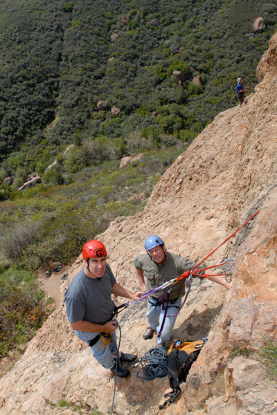 David & David hanging out atop the first pitch of Righteous Babe, Echo Cliffs.