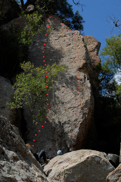 Route topo for Miss Pacman (the Grotto, Echo Cliffs)