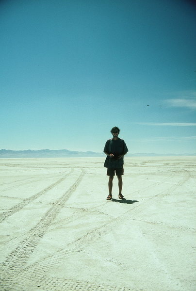 Dry salt lake bed on drive to Yosemite from Colorado. Dan Brennan. 1997.
